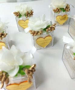 Boîte Cadeau Bonbons Blanc et Dorée