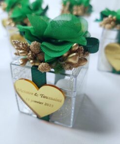 Coffret Cadeau Bonbons Vert et Dorée