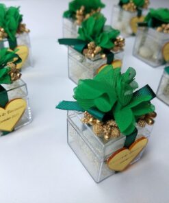 Coffret Cadeau Bonbons Vert et Dorée