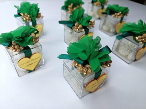 Coffret Cadeau Bonbons Vert et Dorée