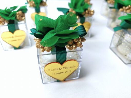 Coffret Cadeau Bonbons Vert et Dorée