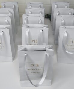 Sac Cadeau à Cordon en Satin Blanc