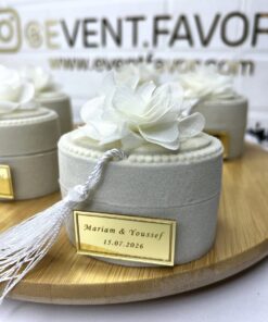 Boîte à Bonbons Cadeau Pompon Blanc