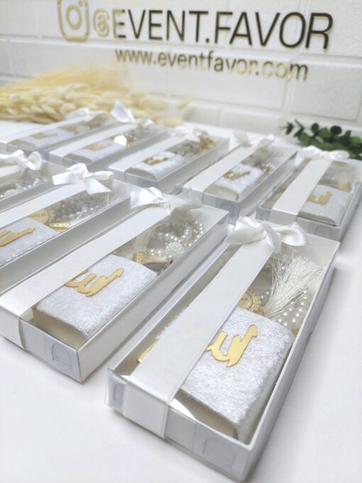 Coffret Cadeau Islamique Chapelet Blanc et Mini Coran