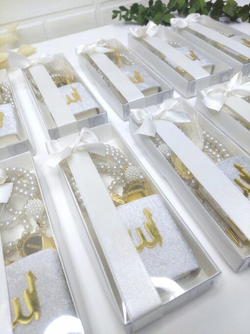 Coffret Cadeau Islamique Chapelet Blanc et Mini Coran