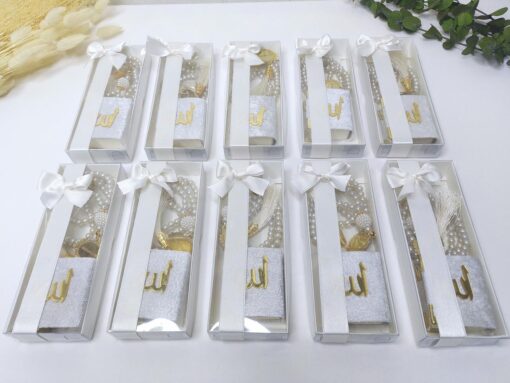 Coffret Cadeau Islamique Chapelet Blanc et Mini Coran