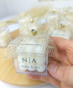 Bougie Cadeau Personnalisée Avec Ruban en Pierre