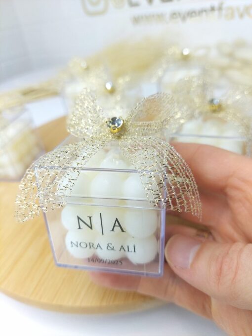 Bougie Cadeau Personnalisée Avec Ruban en Pierre