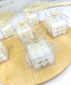 Bougie Cadeau Personnalisée Avec Ruban en Pierre